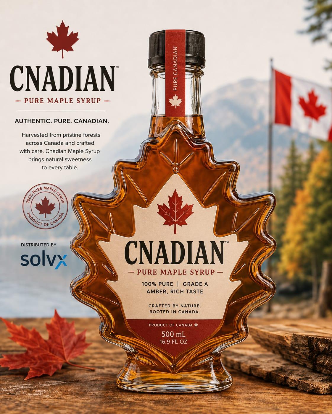 Maple Syrup - 100ml Maple Leaf Glass Bottle